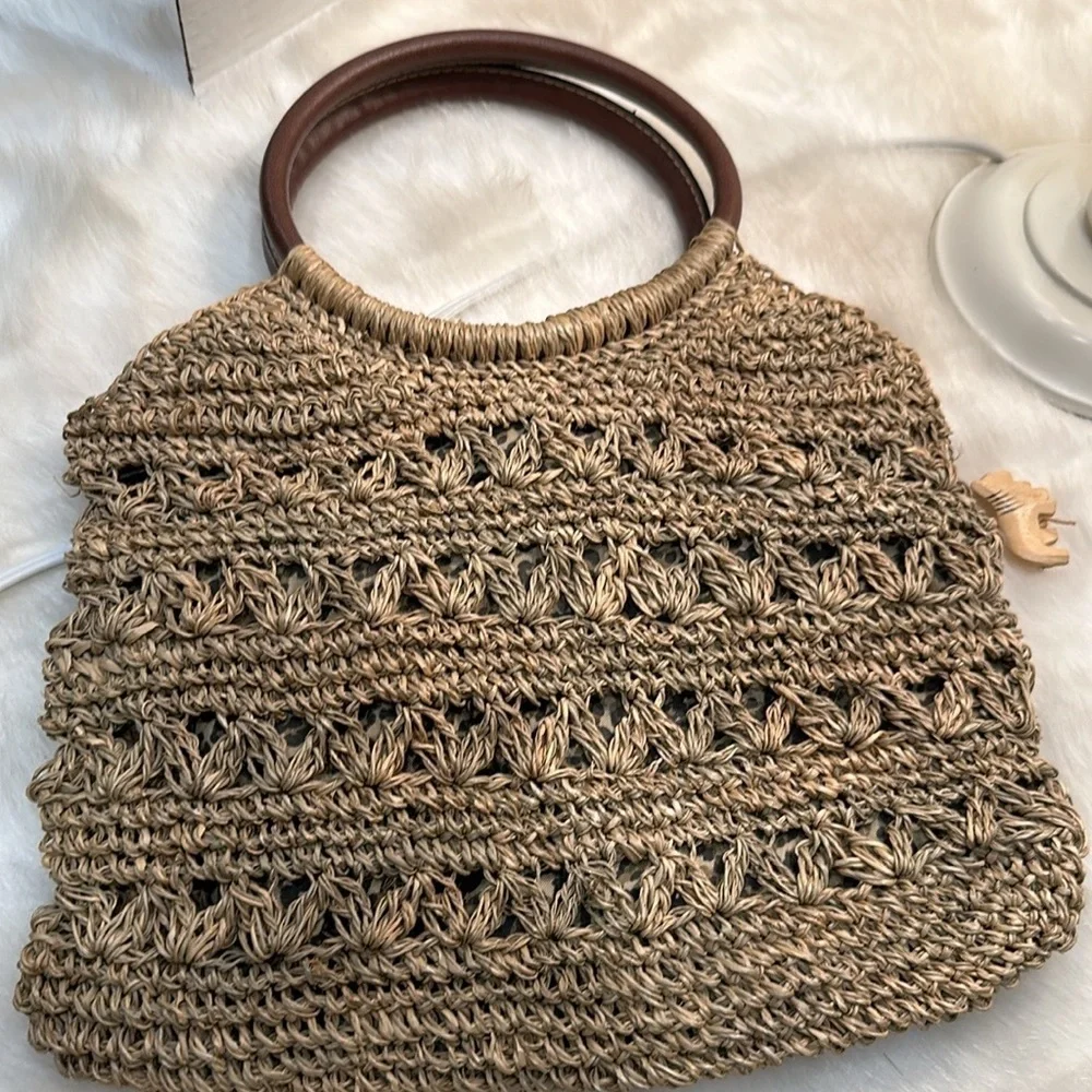 Cappelli Straw Bag Wooden Accents Women - Picture 5 of 6